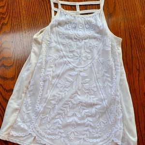 Lace layered tank top